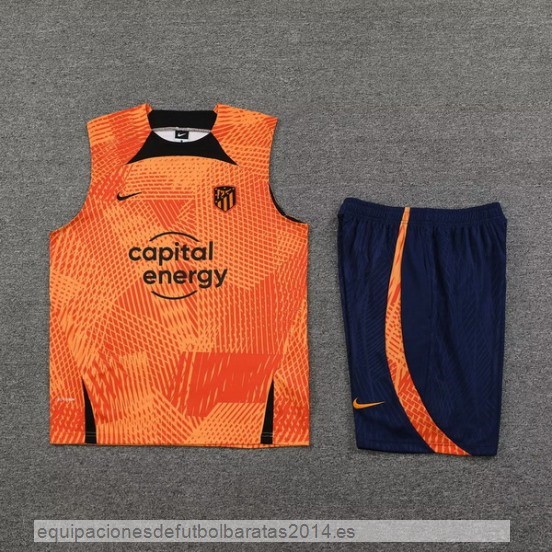 Nuevo Entrenamiento Sin Mangas Conjunto Completo Atletico Madrid 23/24 Naranja Azul Baratas